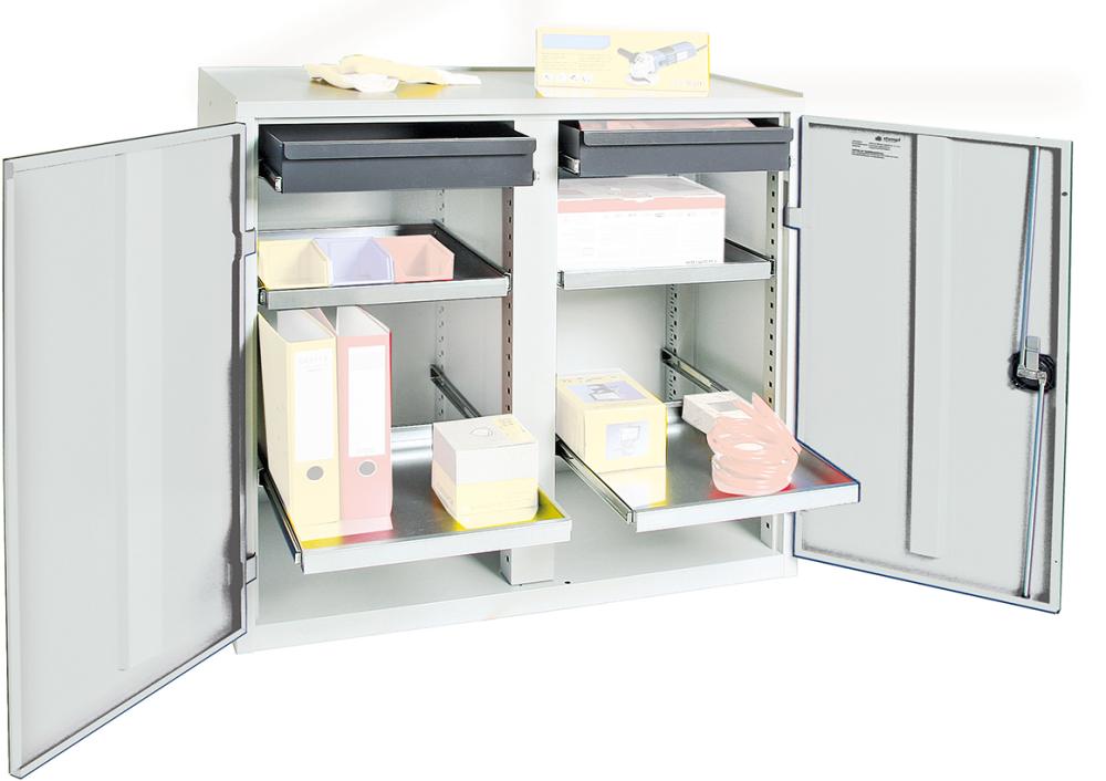 Werkzeug- und Materialschrank Serie 3000, 2 Schubladen, 4 Wannenböden und Mitteltrennwand Produktbild img1 L