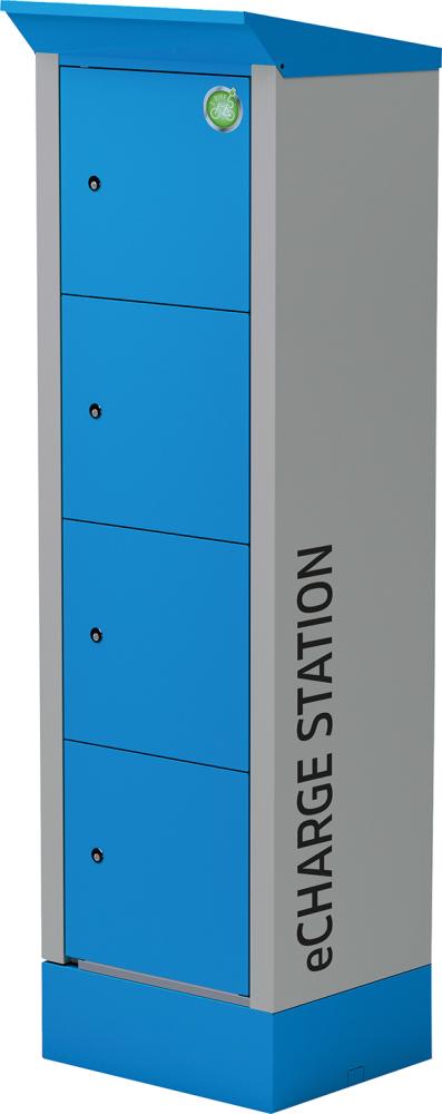 E-Bike Ladestation 600x500x2095/2000mm Münzpfandschloß Safe-O- Mat RAL 7035/RAL 5012 Produktbild img1 L