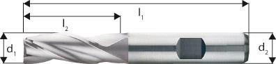 Langlochfräser – mittellang, HSS-Co8, Typ N, Oberfläche blank Produktbild img2 L