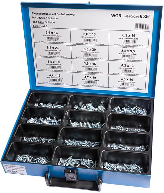 Sortiment Blechschrauben DIN 6901/7976 mit Sechskantkopf galv. verzinkt Produktbild img1 L