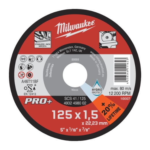 Milwaukee Metalltrennscheibe PRO+ INOX 125 mm SCS41 1,5 mm Produktbild img1 L