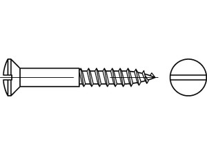 DIN 95 Messing galvanisch vernickelt Linsensenk-Holzschrauben mit Schlitz Produktbild