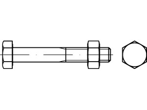 Artikel 89601 4.8 CE galvanisch verzinkt Baubolzen mit CE n. EN 14592 mit Sechskantmutter Produktbild