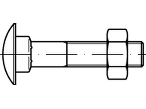 DIN 603 Mu Stahl galvanisch verzinkt Flachrundschrauben mit Vierkantansatz Mu = mit Sechskantmutter Produktbild