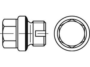 DIN 5586 Stahl Form B galvanisch verzinkt Verschlussschrauben m. Bund, Entlüftung und aufgeschmolzener Dichtung Produktbild