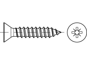 ISO 7050 Stahl, geh. Form C-Z galvanisch verzinkt Senk-Blechschrauben mit Spitze, mit Pozidriv-Kreuzschlitz Z Produktbild img1 S