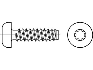ISO 14585 Stahl, geh. Form F galvanisch verzinkt Flachkopf-Blechschrauben mit Zapfen, mit Innensechsrund Produktbild img1 S
