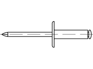 Artikel 88409 Niet Al-Leg. C-K 12 Dorn Stahl, verz. Offene Blindniete mit Sollbruchdorn, ~DIN 7337, großer Flachkopf (Ø = 12) Produktbild img1 S