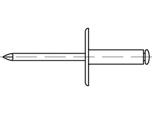 Artikel 88409 Niet Al-Leg. C-K 16 Dorn Stahl, verz. Offene Blindniete mit Sollbruchdorn, ~DIN 7337, großer Flachkopf (Ø = 16) Produktbild img1 S