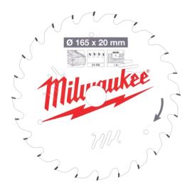 Milwaukee Kreissägeblatt Holz für Akku-Handkreissä 165/20 mm Z24 Wechselzahn Produktbild