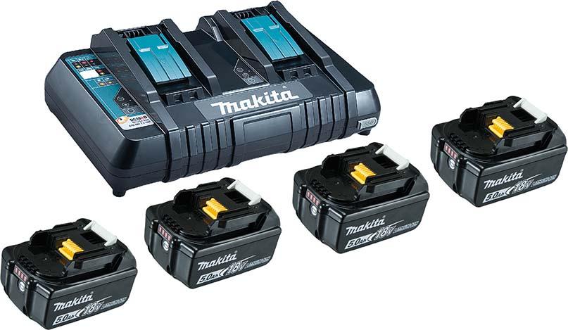 Power Source Kit 18,0 V 5,0 Ah Makita 4x18,0V 5,0 Ah Ladegerät DC18RD Karton Produktbild img1 L