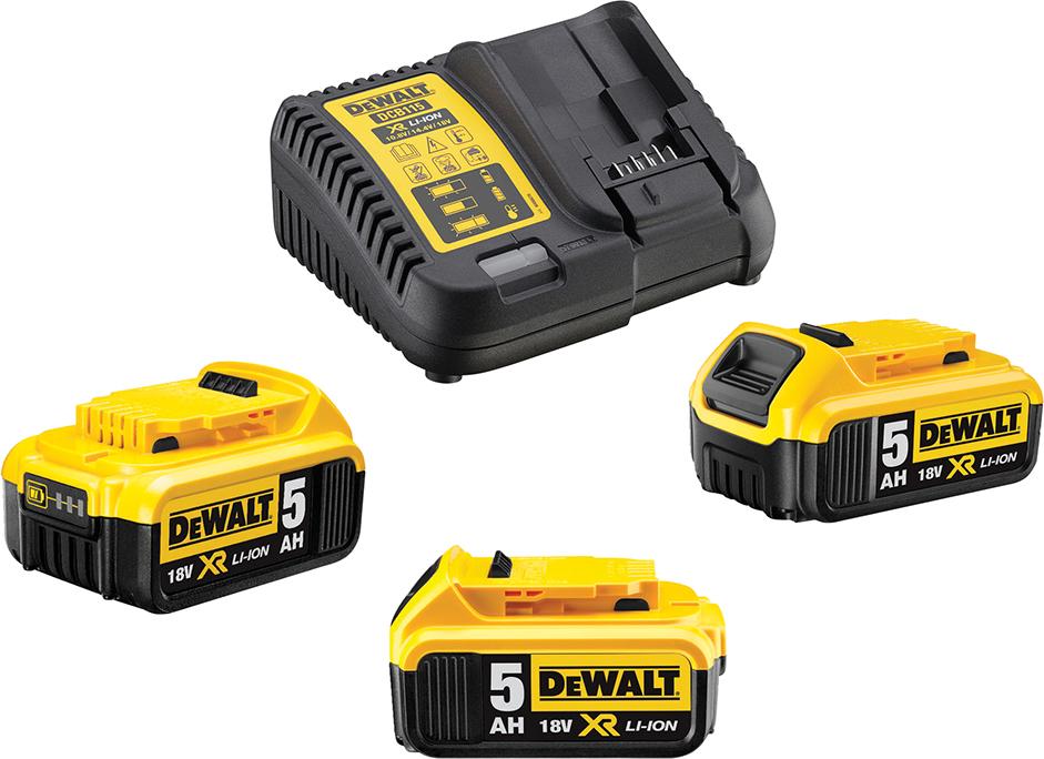Akku-Starter Set DCB115P3 DeWalt 3x18,0 V 5,0 Ah Ladegerät DCB115 Karton Produktbild img1 L