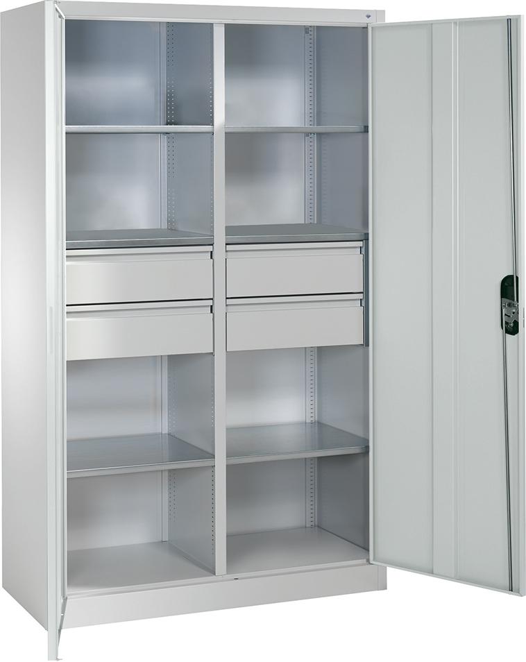 Flügeltürenschrank mit Fachböden und mittigen Schubladen Produktbild img1 L