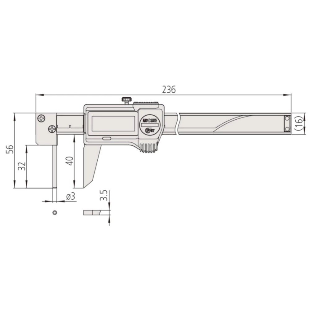 Digitaler Messschieber zur Messung von Wandstärken, ABS, IP67, Mb 150 mm Produktbild img2 L