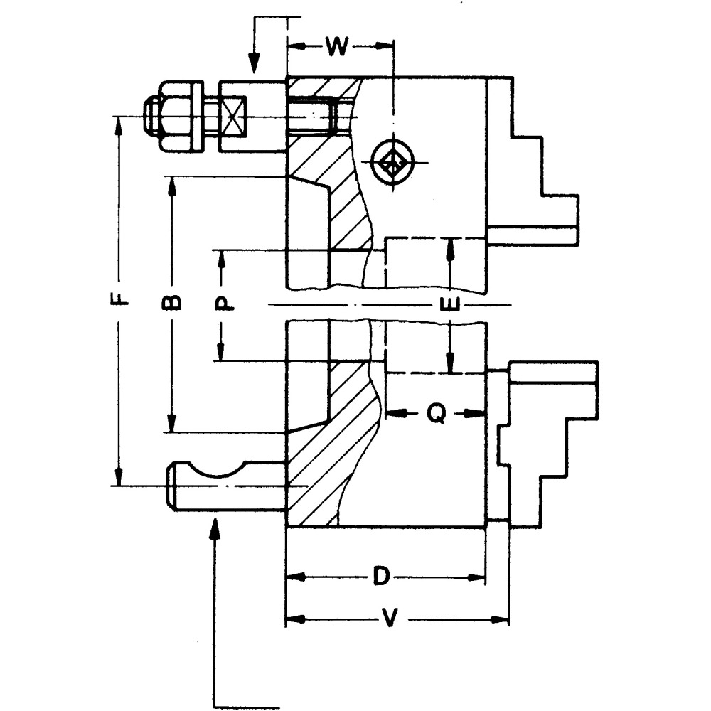 Dreibacken-Drehfutter - Stahl DIN 6350 Produktbild img2 L