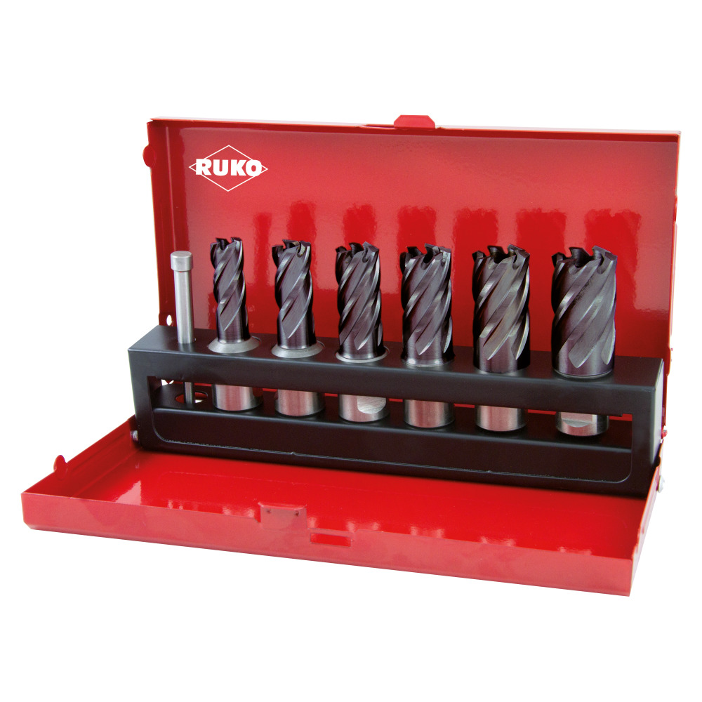 Kernbohrer-Set HSS TiAlN, Weldon, Schnitttiefe 30mm Ø 12-22mm Produktbild img1 L