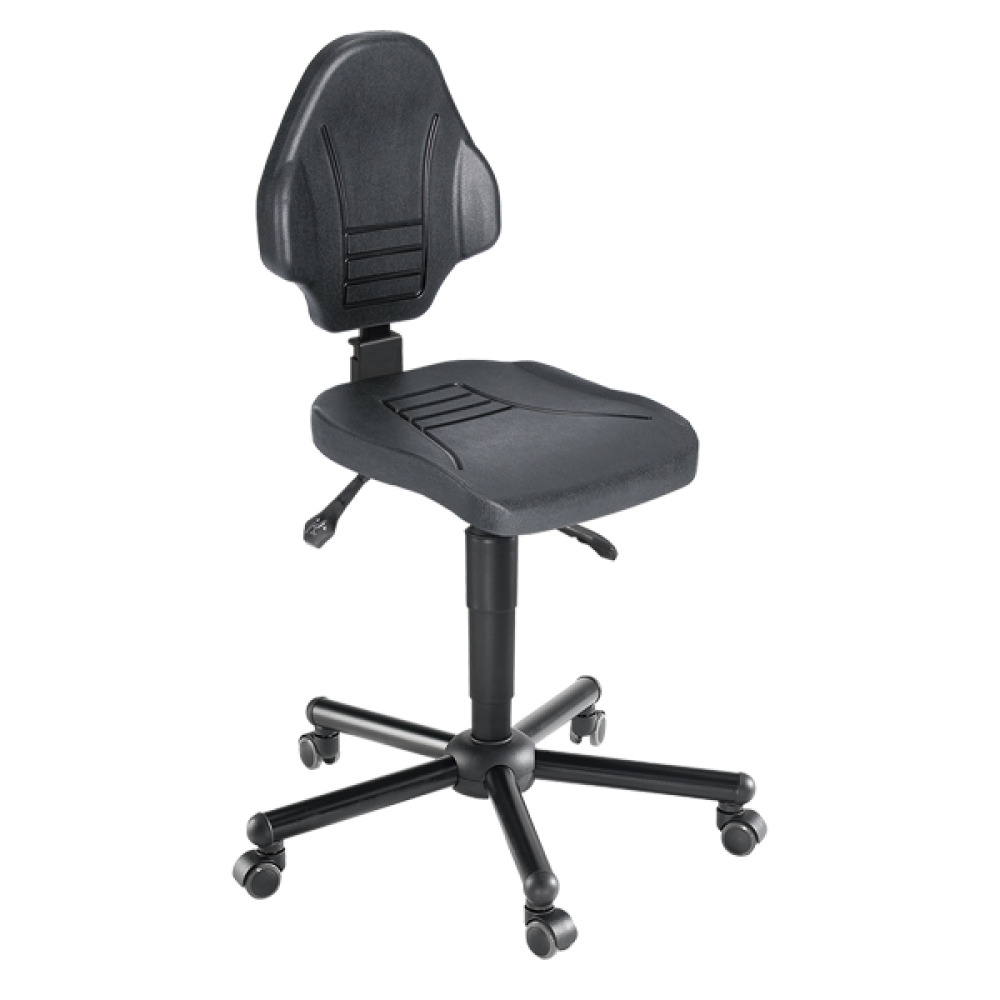 XXL Arbeitsdrehstuhl 470-610mm mit Rollen PU schwarz Produktbild img1 L