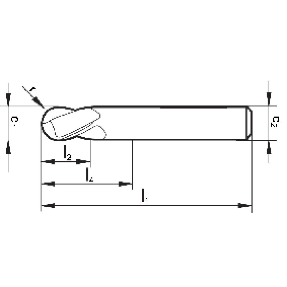 Kopierfräser Vollradius, VHM, HSC, lang (Typ 3854) Produktbild img3 L