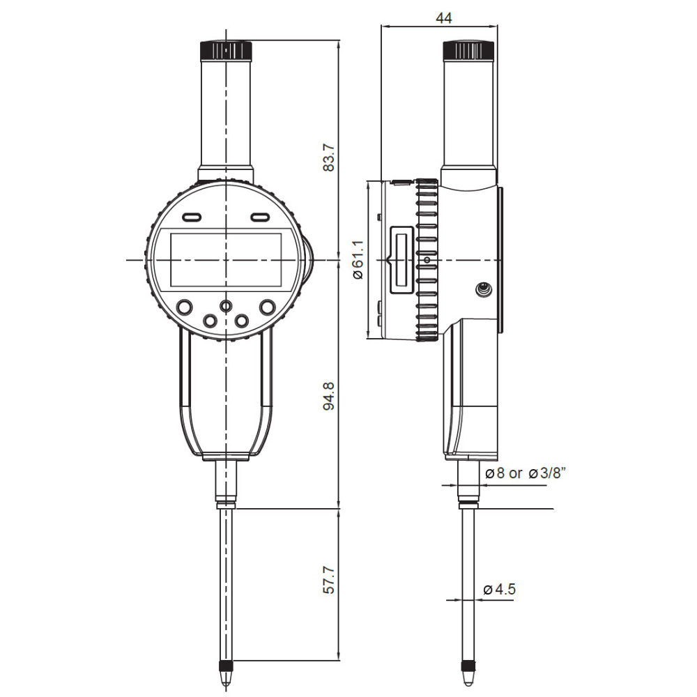Digital Messuhr, WN, Außen-Ø 56,3 mm, Mb 50,8 mm Produktbild img2 L