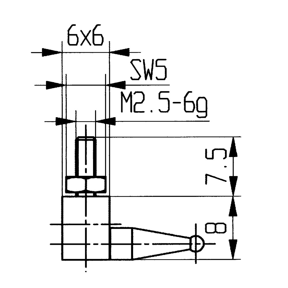 Messeinsatz für Messuhren und Feinzeiger, Winkelstück 90° Produktbild img1 L