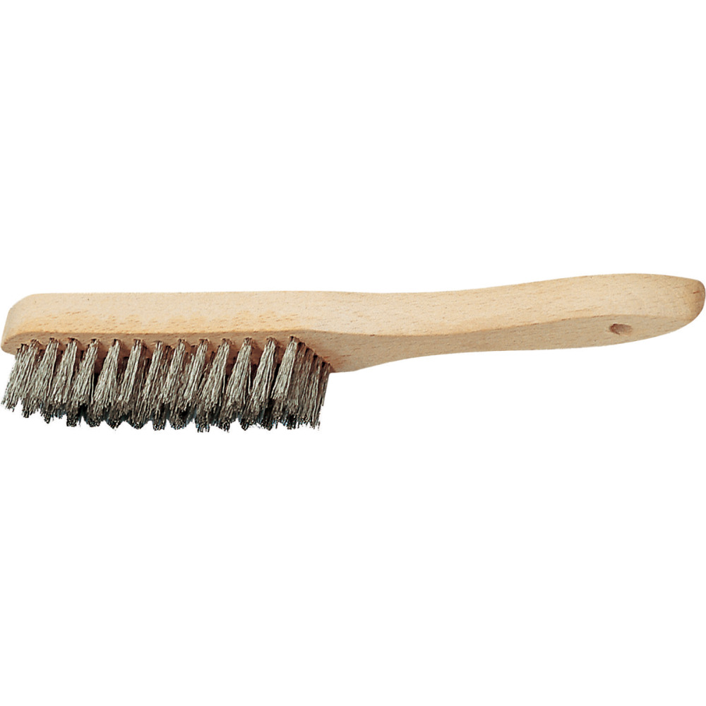 Handstielbürste mit Holzgriff, Edelstahl-Draht gerade, 2 Drahtreihen Produktbild img1 L