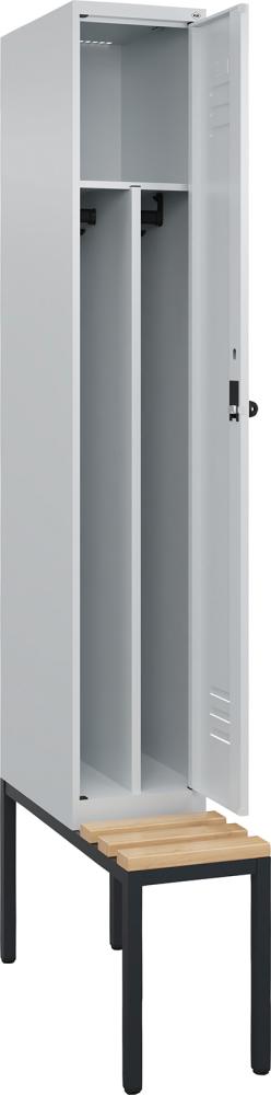 Garderobenschrank Classic PLUS, mit Trennwand unterhalb des Ablagebodens, mit Sitzbank Produktbild img1 L