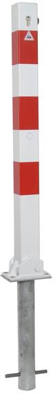 Absperrpfosten rot/weiß H1300xB70xT70 mm mit Profilzylinder zum Aufdübeln Schake Produktbild img1 L