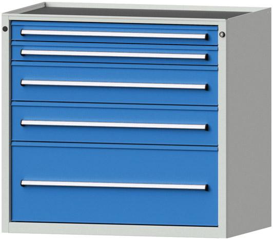 Anke Schubladenschrank B1060xT700xH980mm RAL 7035/5012 5 Schubladen Produktbild img1 L