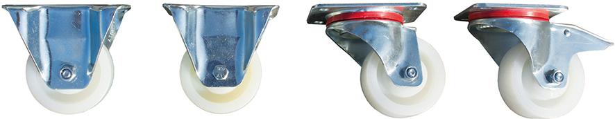 Rollensatz D 100 mm f. Kippbehälter EXPO/MGU 2 Lenk- u. 2 Bockrollen Produktbild img1 L