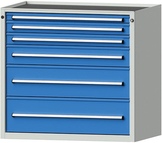 Anke Schubadenschrank B1060xT700xH980mm RAL 7035/5012 6 Schubladen Produktbild img1 L