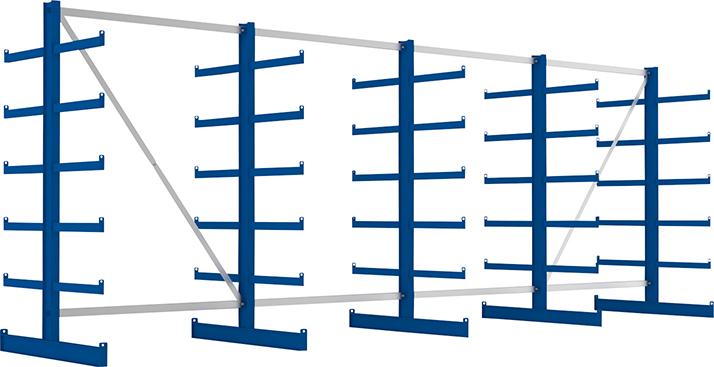 Kragarmregal ATLAS ST B5400xT2x500xH2000 mm doppelseitig RAL 5010 2x5 Arme Traglast 200kg Produktbild img1 L