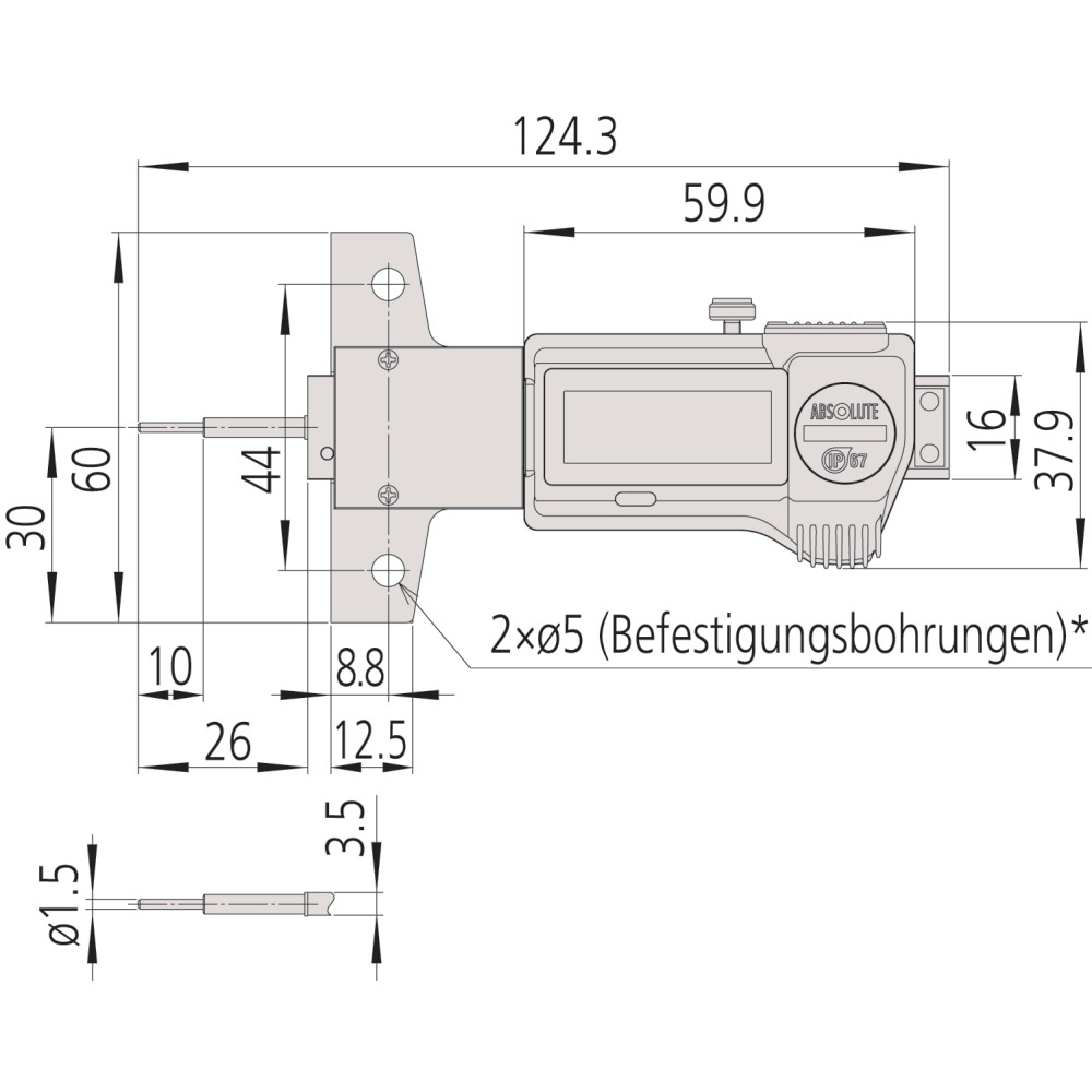 Digitaler Reifenprofil-Tiefenmessschieber ABS, IP67, Mb 25 mm Produktbild img3 L