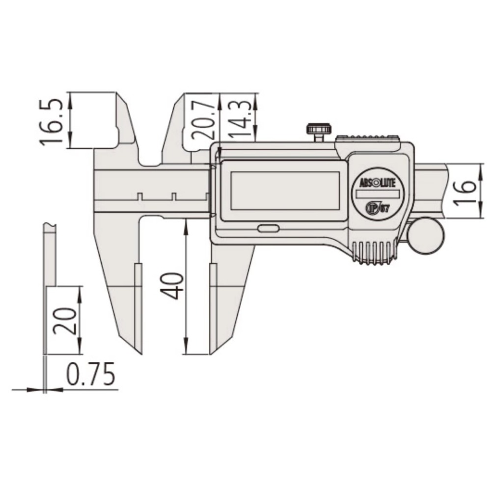 Digitaler Wellennutenmessschieber ABS, IP67, Mb 150 mm Produktbild img2 L