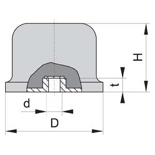 Gummi-Metall-Puffer Ballig Typ E D80xH60 M12 NR55 Produktbild img1 L