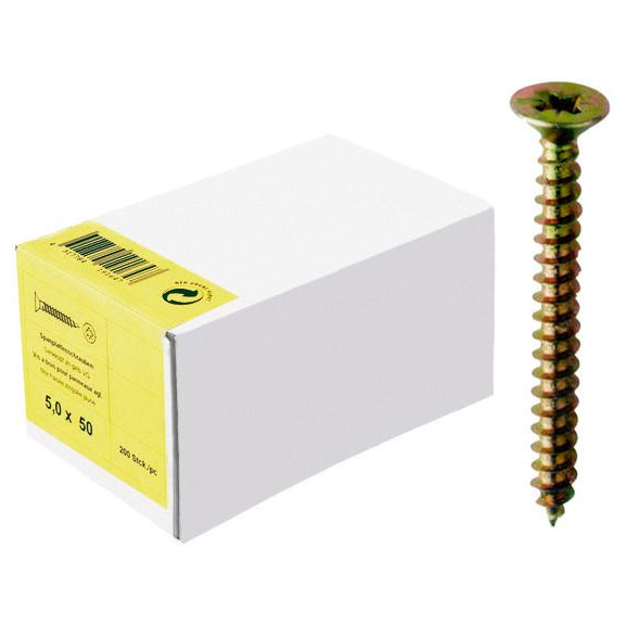 Spanplattenschraube 4x60 mm gelb verzinkt, Senkkopf, Vollgew., PZD-2 Produktbild img1 L