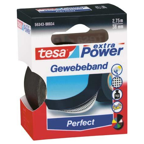Tesa extra Power schwarz 2,75m:38mm Gewebeband Produktbild img1 L
