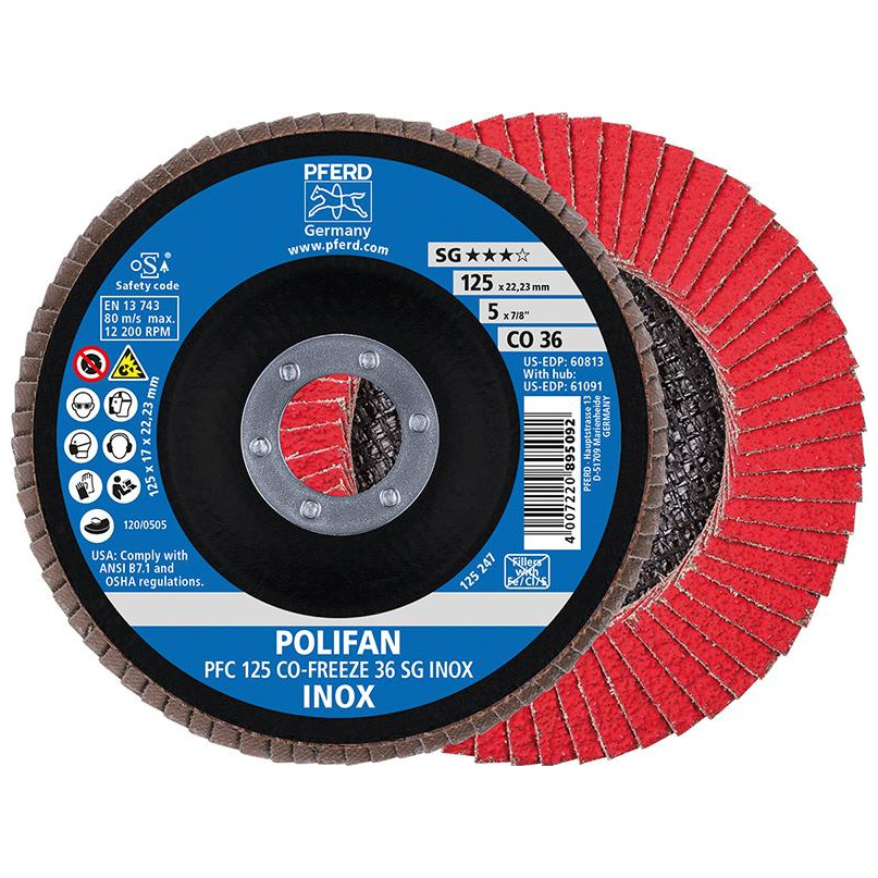 Fächerschleifscheibe COFREEZE gewölbt 125mm K36 Pferd Produktbild img1 L