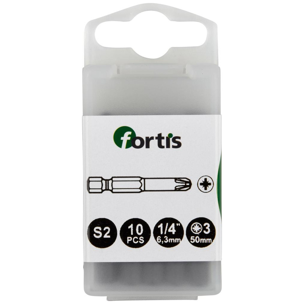 Bit zähhart 1/4" DIN3126 E6,3 PZ3x50mm 10er Pack FORTIS Produktbild img1 L