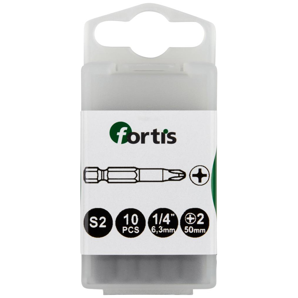 Bit zähhart 1/4" DIN3126 E6,3 PH2x50mm 10er Pack FORTIS Produktbild img1 L