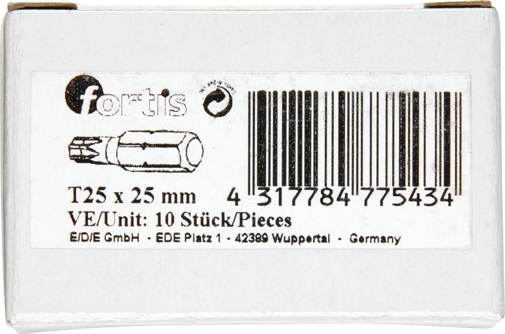 Bit zähhart 1/4" DIN3126 C6,3 T25x25mm 10er Pack FORTIS Produktbild img1 L