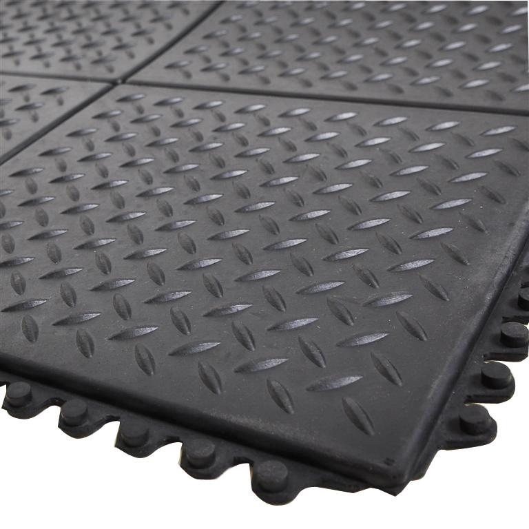 Arbeitsplatzsteckmatte SBR/NR, schwarz, Diamantprofil 13mm, 900x900mm Produktbild img1 L