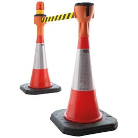 Leitkegelaufsatz orange, Gurt gelb/schwarz diag.gestreift 9m Produktbild