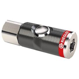 Sicherheitskupplung mit Druckknopf drehbar, NW 7,4mm IG G1/2" RIEGLER Produktbild