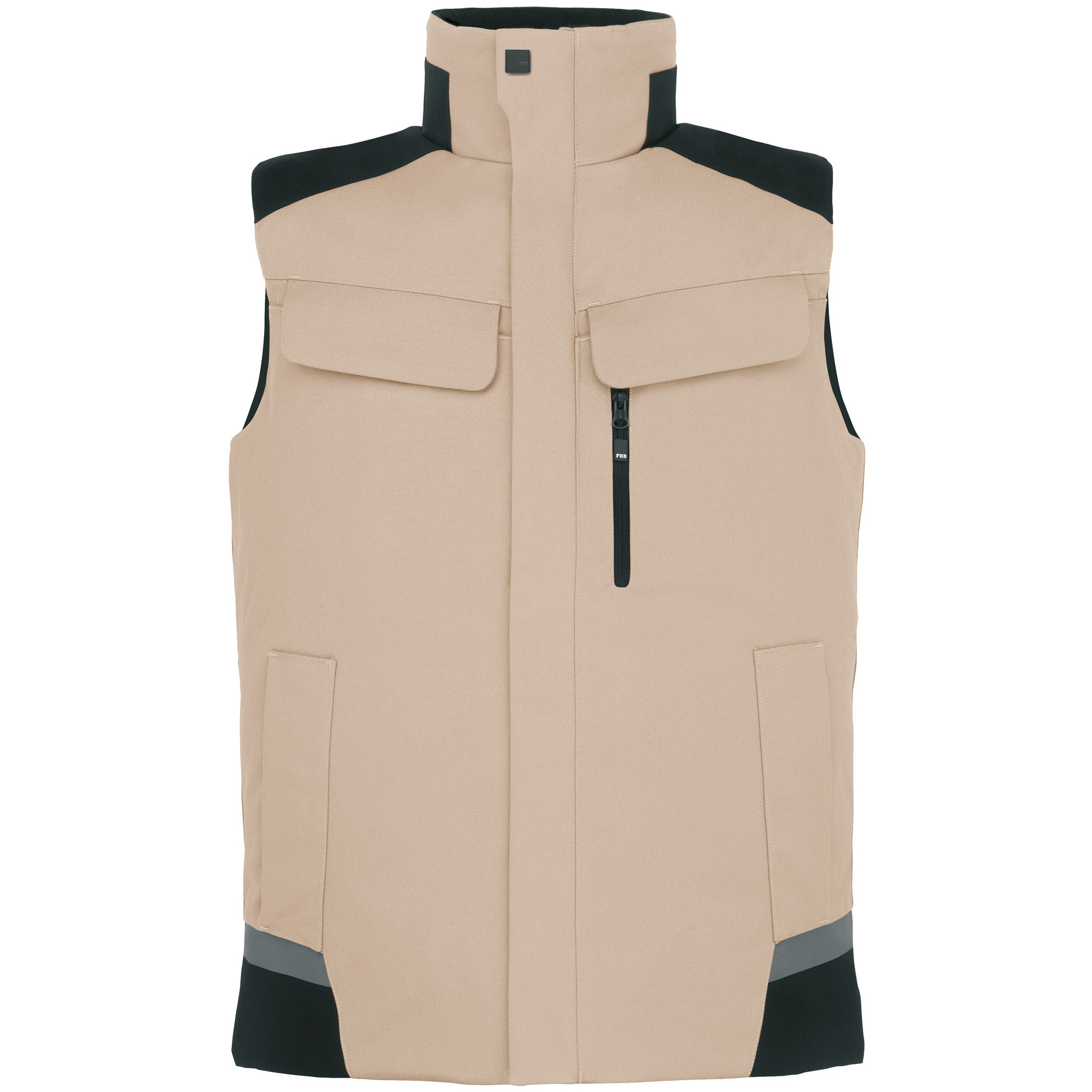 FHB HAUKE Arbeitsweste, beige-schwarz, Produktbild img1 L