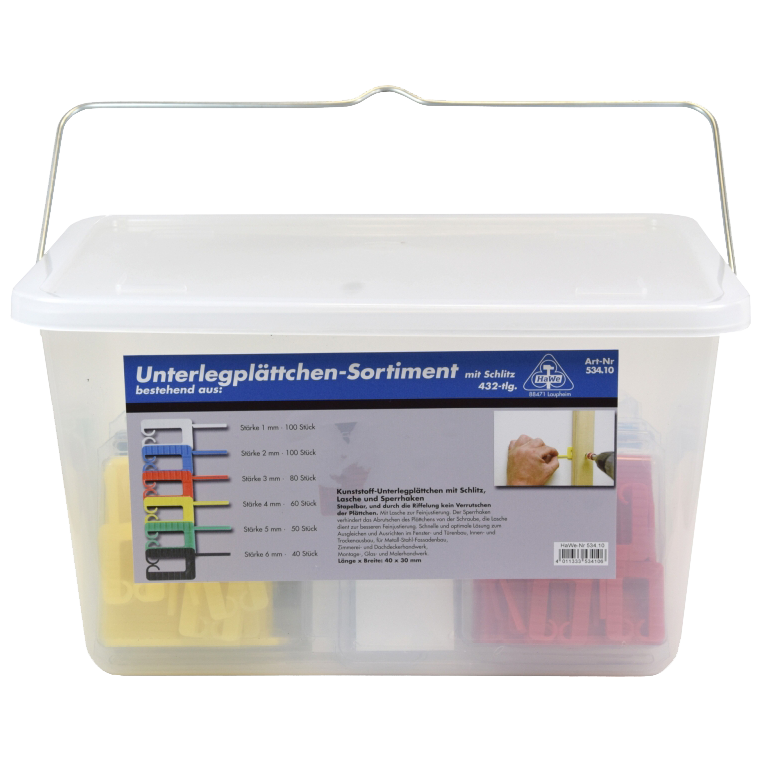 Unterlegplättchen-Sortiment 430-tlg. m. Schlitz Produktbild img1 L