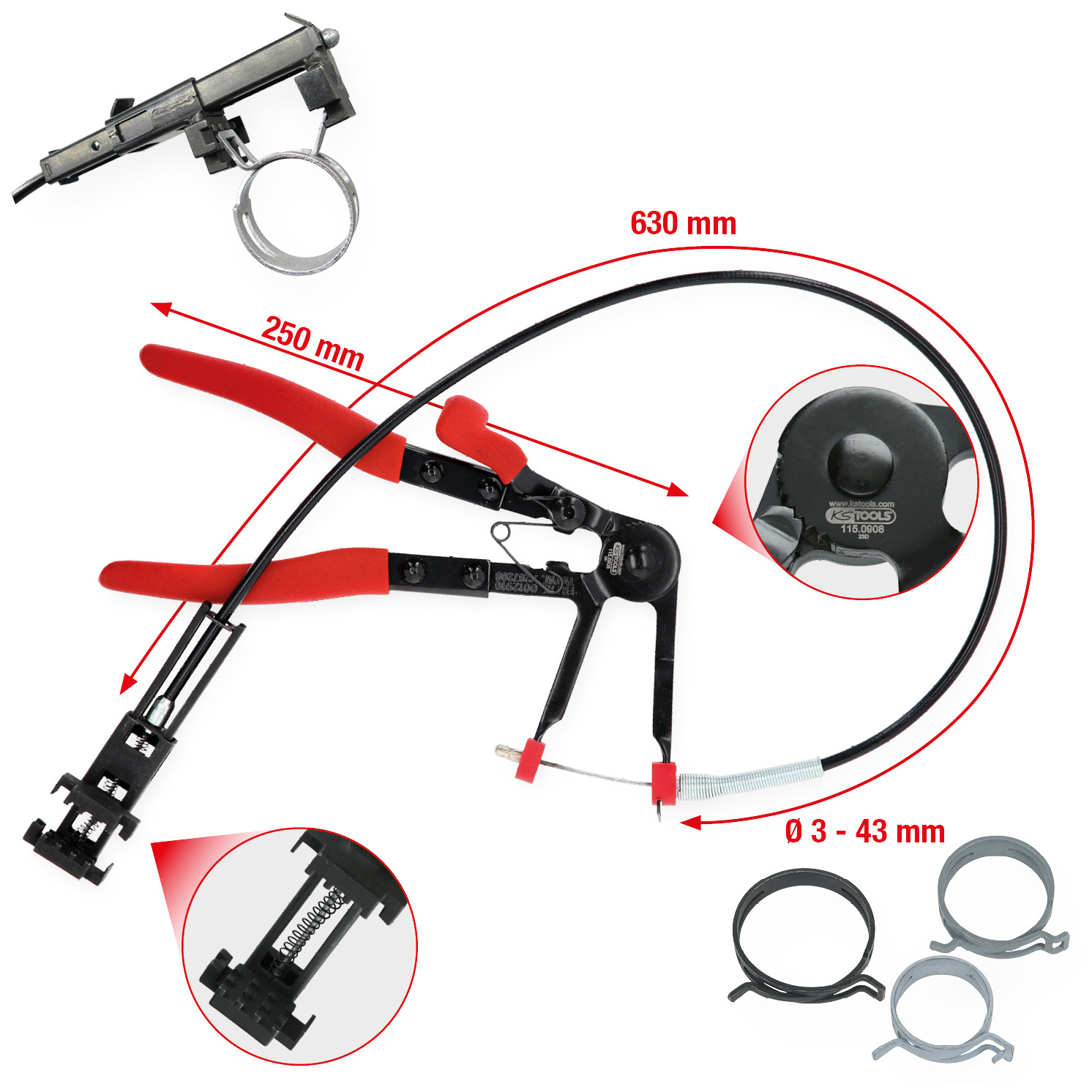 Universal-Schlauchschellenzange mit Bowdenzug, 630mm Produktbild img2 L