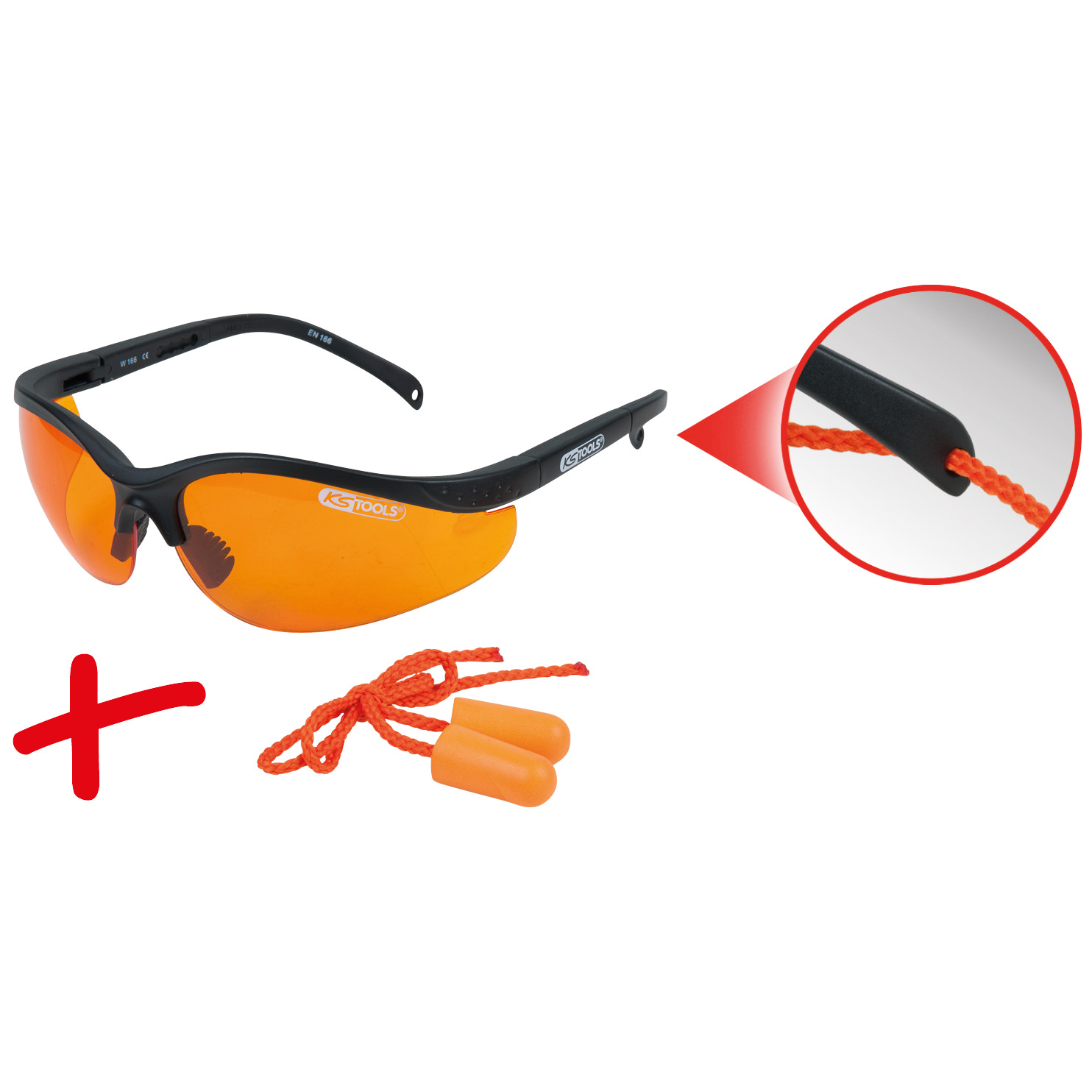 Schutzbrille-orange, mit Ohrstöpsel Produktbild img1 L