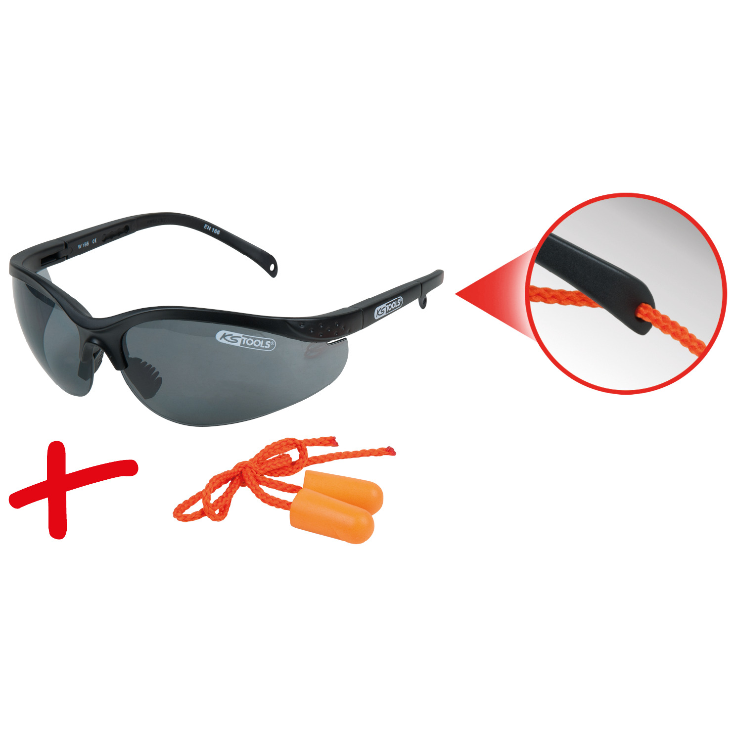 Schutzbrille-schwarz, mit Ohrstöpsel Produktbild img1 L