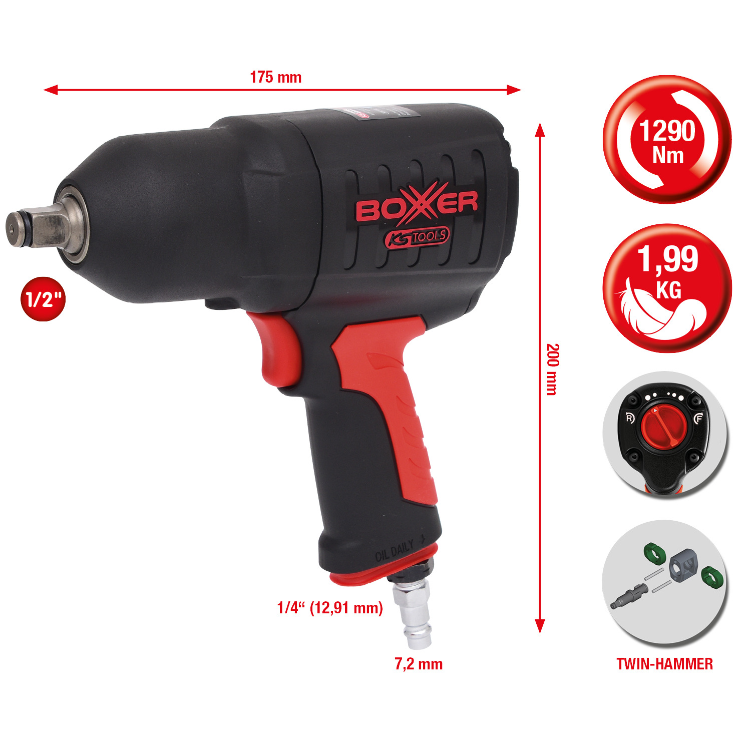 1/2" BOXXER Hochleistungs-Druckluft-Schlagschrauber 1.290 Nm Produktbild img1 L