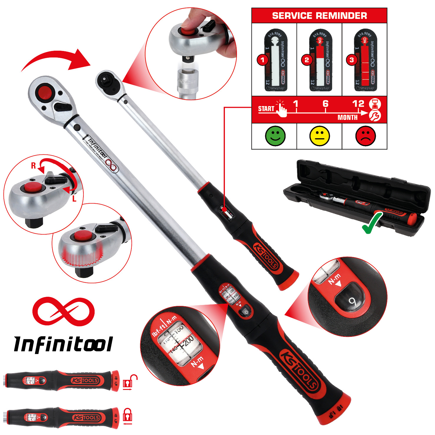 1/4" INFINITOOL Ratschen-Drehmomentschlüssel, 5-25 Nm Produktbild img2 L